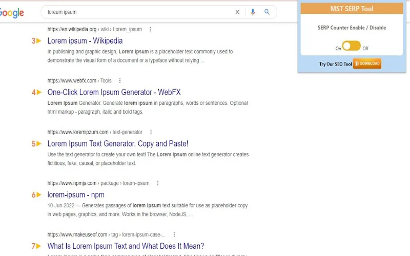 SEO 효율을 높이는 필수 무료 크롬 확장 프로그램 11가지 12 MST SERP Counter - SEO Free SERP Checker Tool의 항목 미디어